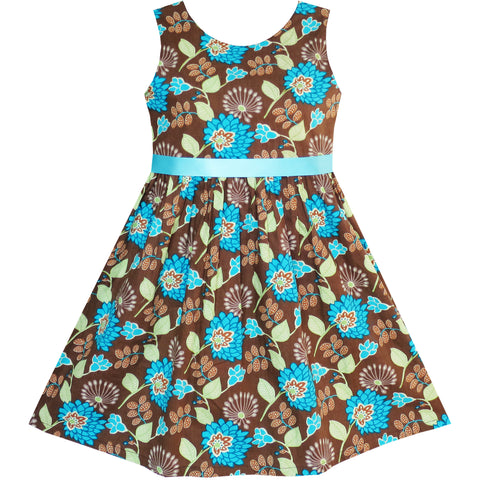 Girls Dress Flower Summer Beach Dress Size 2-12 Years