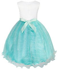 Girls Dress Flower Sparkling Sequins Belted Tulle Party Size 4-14 Years