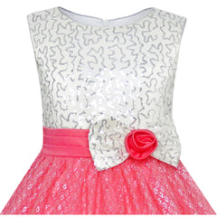 Girls Dress Flower Sparkling Sequins Belted Tulle Party Size 4-14 Years