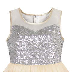 Flower Girl Dress Champagne Sequin Hi-low Wedding Bridesmaid Size 4-14 Years