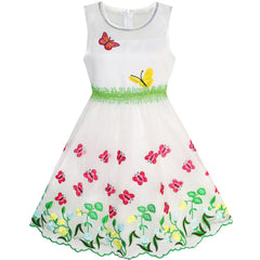 Girls Dress Butterfly Easter Illusion Yoke Party Dress Size 5-14 Years