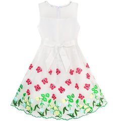 Girls Dress Butterfly Easter Illusion Yoke Party Dress Size 5-14 Years