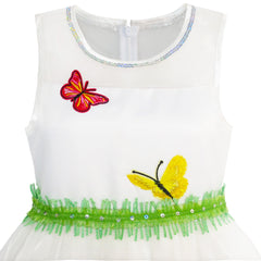 Girls Dress Butterfly Easter Illusion Yoke Party Dress Size 5-14 Years