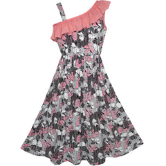 Girls Dress One Shoulder Floral Hi-low Party Dress Size 6-14 Years