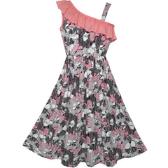 Girls Dress One Shoulder Floral Hi-low Party Dress Size 6-14 Years