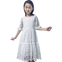 Girls Dress Lace Floral Hi-low Off Shoulder Pageant Bridesmaid Size 4-12 Years