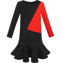 Parent-child Mother Daughter Dress Color Block Contrast Size 5-12 Years