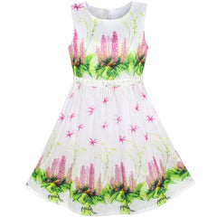 Girls Dress Striped Rose Print Tulle Size 4-14 Years