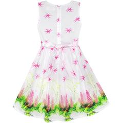 Girls Dress Striped Rose Print Tulle Size 4-14 Years