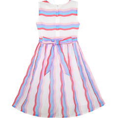 Girls Dress Striped Rose Print Tulle Size 4-14 Years