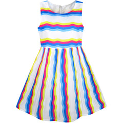 Girls Dress Striped Rose Print Tulle Size 4-14 Years