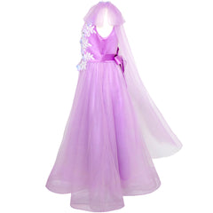 Girls Dress Peacock Illusion Shoulder Bell Sleeve Size 4-14 Years