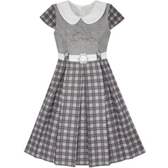 Girls Dress Belted School Pleated Hem Size 4-14 Years