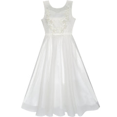 Flower Girls Dress Lace Hem Wedding First Communion Size 6-14 Years