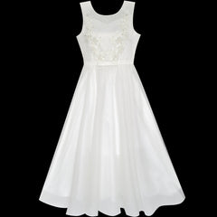 Flower Girls Dress Lace Hem Wedding First Communion Size 6-14 Years