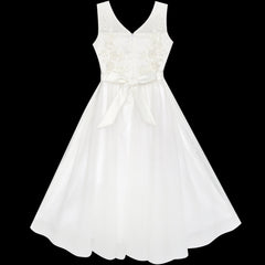 Flower Girls Dress Lace Hem Wedding First Communion Size 6-14 Years