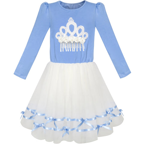 Girls Dress Long Sleeve Lace 2-in-1 Princess Tutu Size 4-12 Years