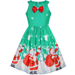 Girls Dress Christmas Eve Christmas Tree Snow Reindeer Party Size 7-14 Years