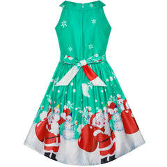 Girls Dress Christmas Eve Christmas Tree Snow Reindeer Party Size 7-14 Years