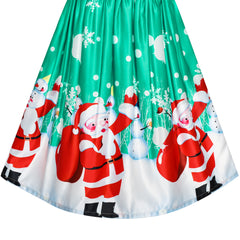 Girls Dress Christmas Eve Christmas Tree Snow Reindeer Party Size 7-14 Years