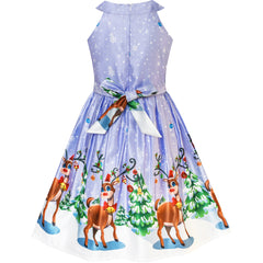 Girls Dress Christmas Eve Christmas Tree Snow Reindeer Party Size 7-14 Years