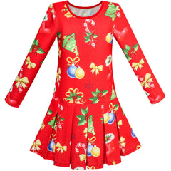 Girls Dress Christmas Tree Xmas Stockings Holiday Size 4-12 Years