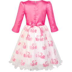 Girls Dress 2-in-1 Bolero Elegant Swan Party Dress Size 4-10 Years