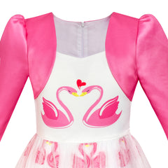 Girls Dress 2-in-1 Bolero Elegant Swan Party Dress Size 4-10 Years