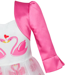 Girls Dress 2-in-1 Bolero Elegant Swan Party Dress Size 4-10 Years