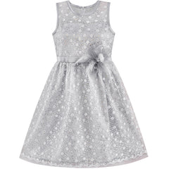 Flower Girl Dress Lace Sequin Flare Wedding Party Size 4-12 Years