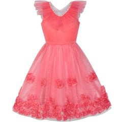 Girls Dress Shinning Sequins Tulle Layers Wedding Pageant Size 2-12 Years