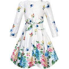 Girls Dress Satin Silk Butterfly City Building View Size 4-14 Years