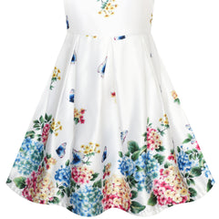 Girls Dress Satin Silk Butterfly City Building View Size 4-14 Years