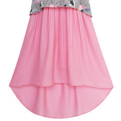 Girls Dress Turn-Down Collar Flower Chiffon Party Size 6-14 Years