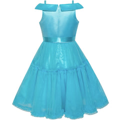 Girls Dress Off Shoulder Hi-low Skirt Bridesmaid Size 4-14 Years