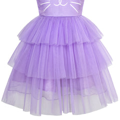 Girls Dress Cat Face Tower Ruffle Dancing Party Size 3-12 Years