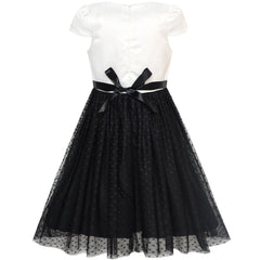 Girls Dress White And Black Pleated Skirt Lace Sequin Size 6-14 Years