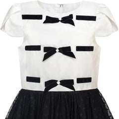 Girls Dress White And Black Pleated Skirt Lace Sequin Size 6-14 Years