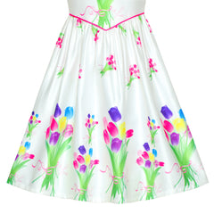 Girls Dress Flower Halter Flare Dress Princess Size 5-14 Years