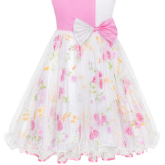 Girls Dress Bow Tie Color Contrast Size 4-12 Years