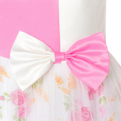 Girls Dress Bow Tie Color Contrast Size 4-12 Years