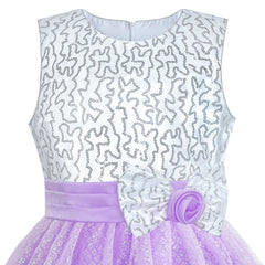 Girls Dress Flower Sparkling Sequins Belted Tulle Party Size 4-14 Years