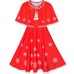 Girls Dress Cape Cloak Christmas Year Holiday Party Size 4-14 Years