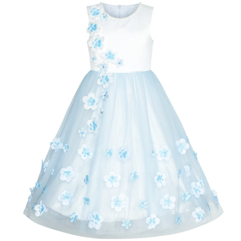 Flower Girl Dress Butterfly Bridal Veil Wedding Bridesmaid Size 6-14 Years