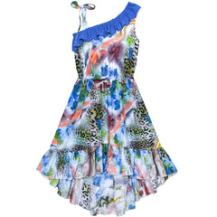 Girls Dress One Shoulder Floral Hi-low Party Dress Size 6-14 Years