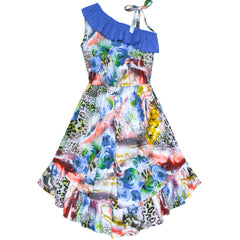 Girls Dress One Shoulder Floral Hi-low Party Dress Size 6-14 Years