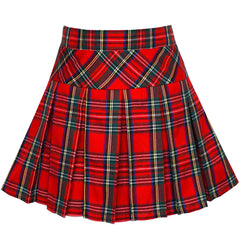 Girls Dress V Neck Pleated Hem School Uniform Tartan Skirt Size 4-14 Years