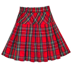 Girls Dress V Neck Pleated Hem School Uniform Tartan Skirt Size 4-14 Years