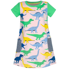 Girls Casual Dress Navy Cotton Short Sleeve Rainbow Cloud Size 2-10 Years