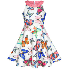 Girls Dress Flower Halter Flare Dress Princess Size 5-14 Years